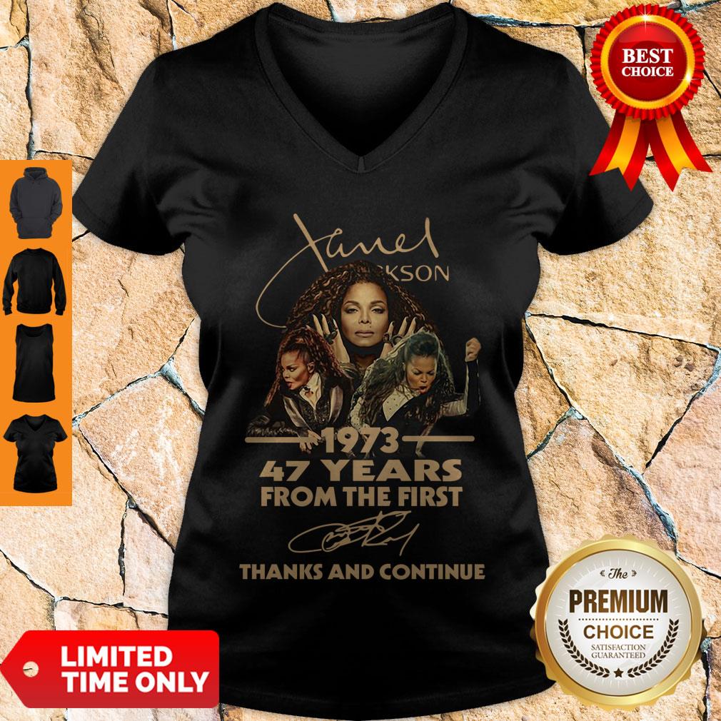 Cute Nice Janet Jackson 47 Years Of 1973-2020 Signatures Thank You For The Memories V-neck