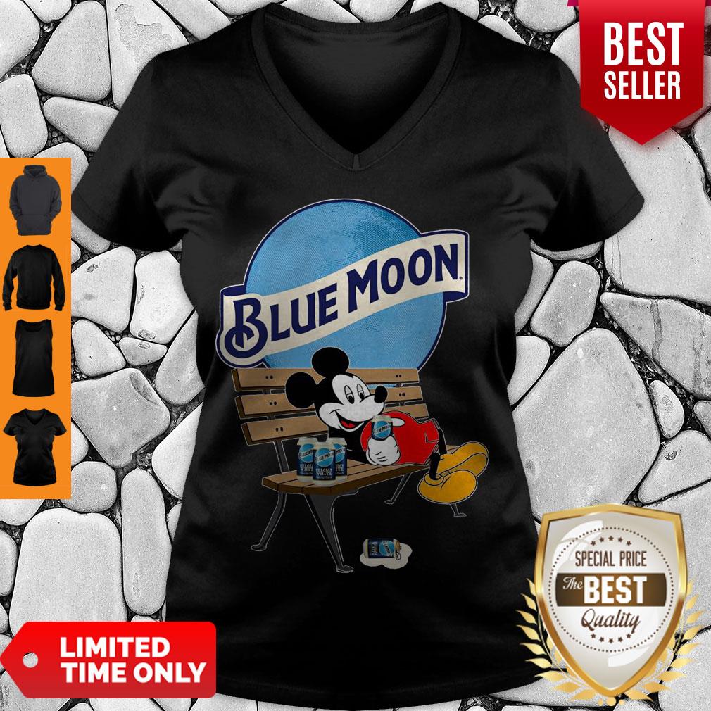 Cute Mickey Mouse Drink Pabst Blue Moon Beer V-neck
