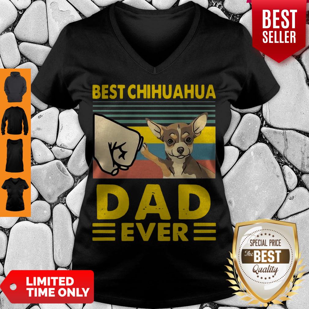 Nice Best Chihuahua Dad Ever Vintage V-neck