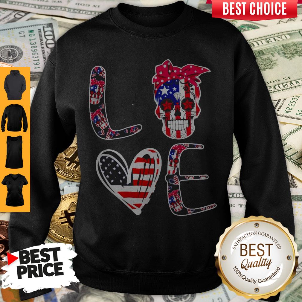 Premium Love Sugar Skull American Flag Sweatshirt