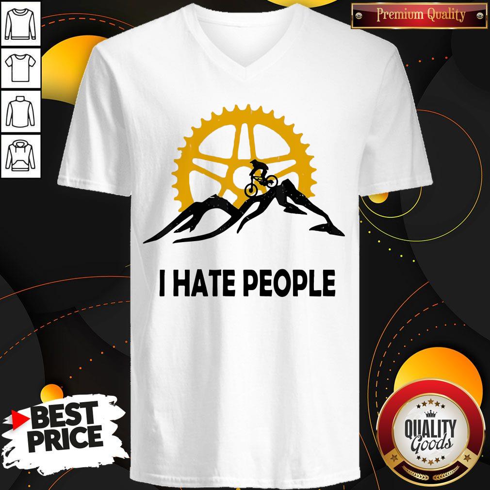 Nice I Hate People Mountain Biking V-neck