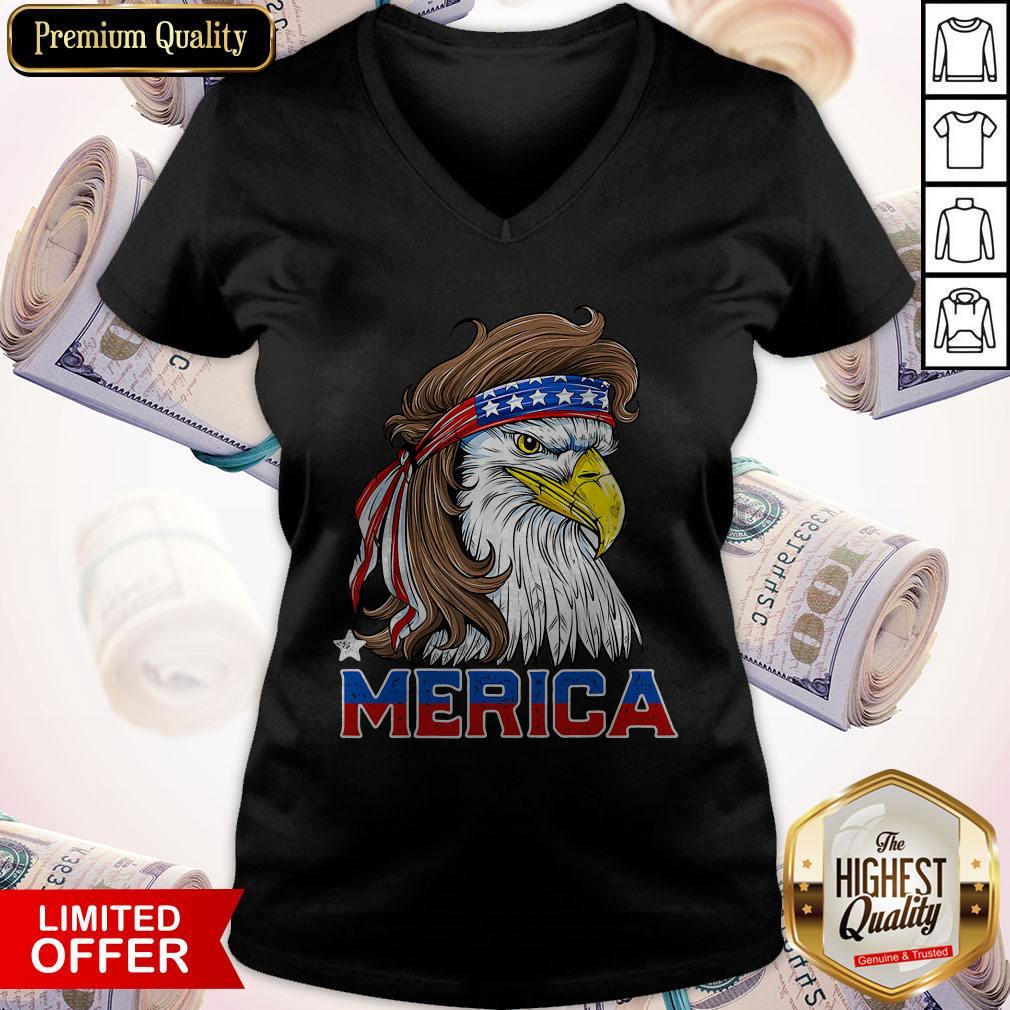 Nice Merica Eagle Happy Independence Day V-neck