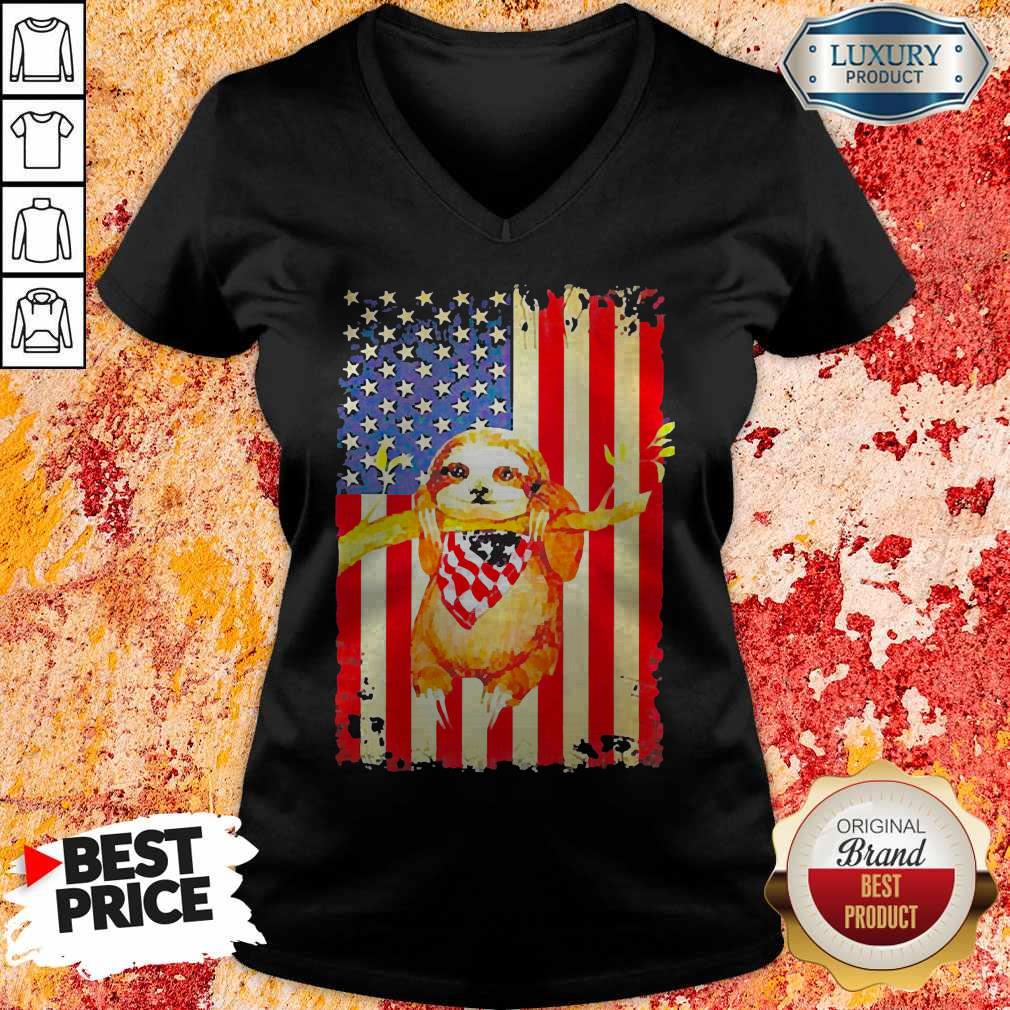 Premium Independence Day Sloth V-neck