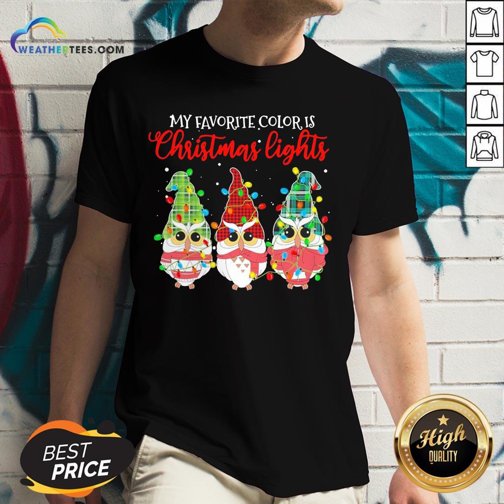 Best Awesome Owls Gnomes My Favorite Color Is Christmas Light V-neck - Design By Weathertees.com