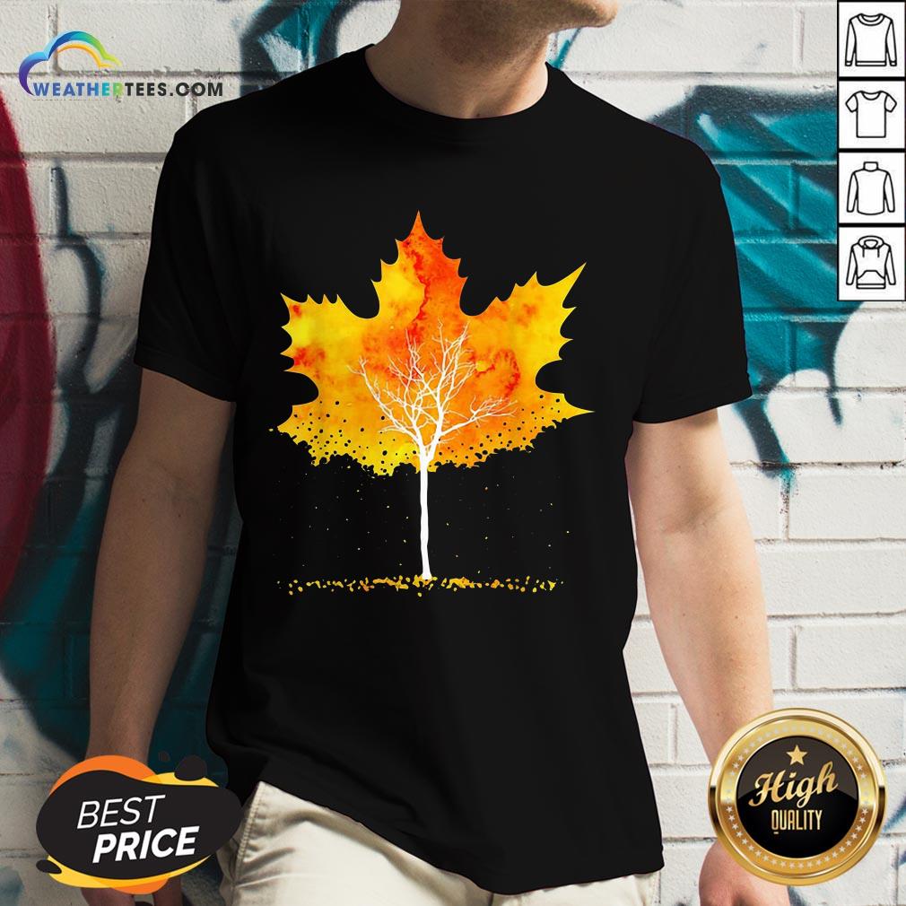 Best Maple Leaf Autumn Tree Orange Fall Leaves Season V-neck - Design By Weathertees.com