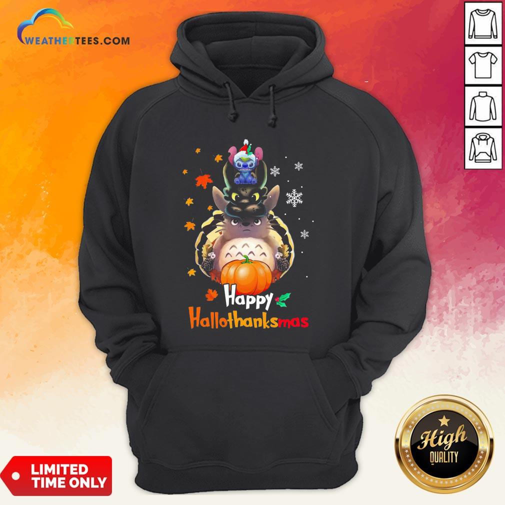 Mine Santa Stitch Night Fury Totoro Happy Hallothanksmas Hoodie - Design By Weathertees.com