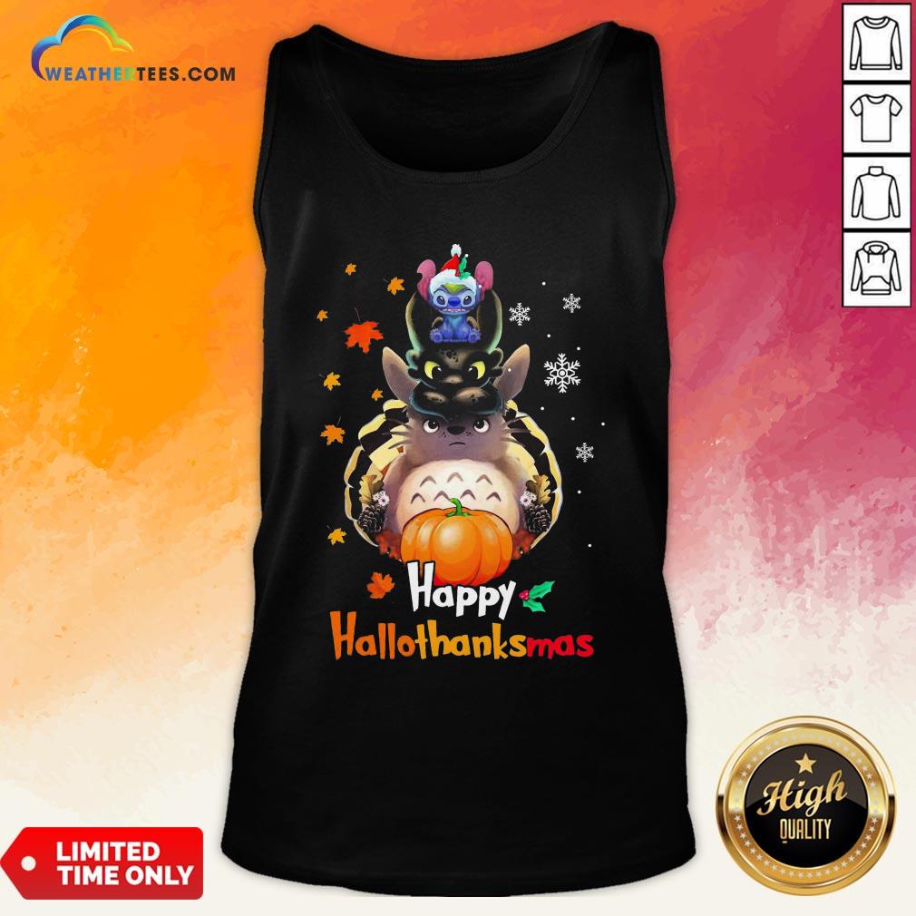 Mine Santa Stitch Night Fury Totoro Happy Hallothanksmas Tank Top - Design By Weathertees.com