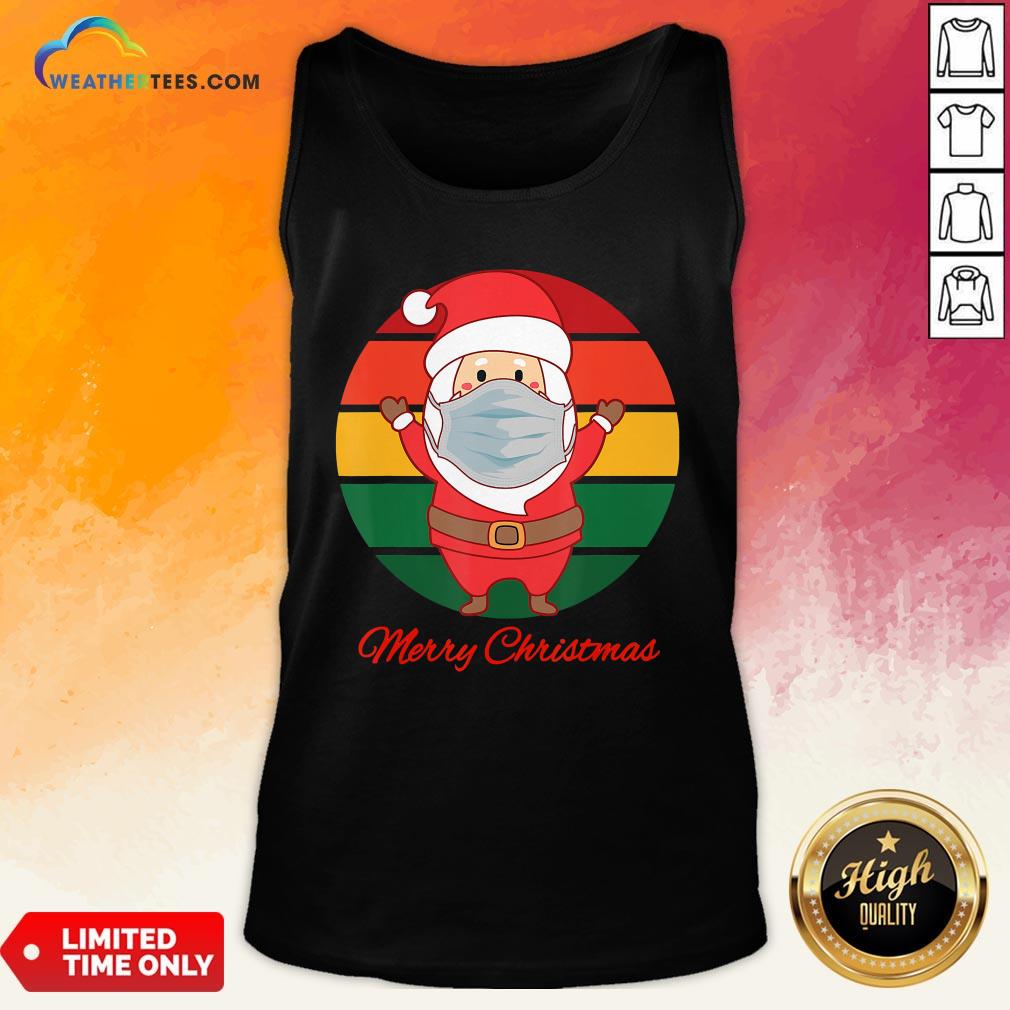 Pig Santa Mask Father Christmas Holidays Vintage Sunset Tank Top - Design By Weathertees.com