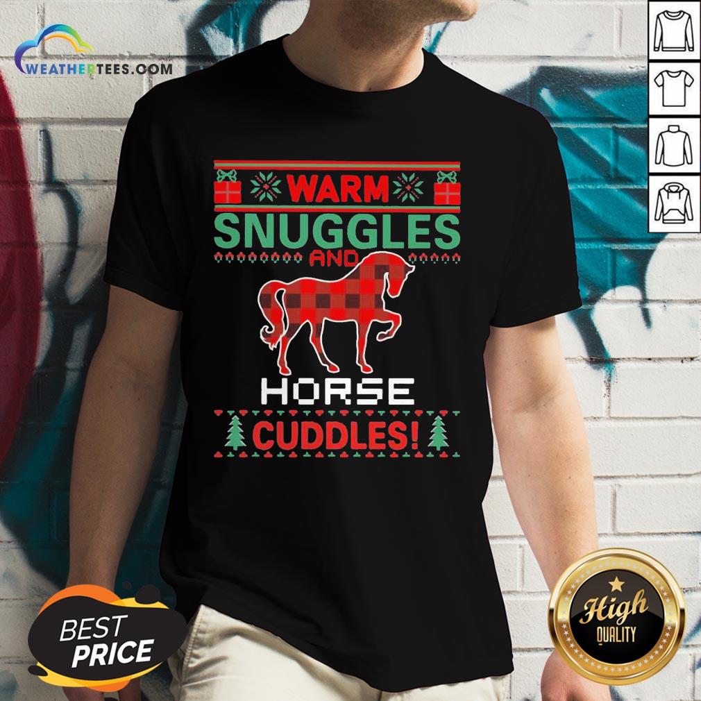  Well Warm Snuggles And Horse Cuddles Ugly Christmas V-neck- Design By Weathertees.com