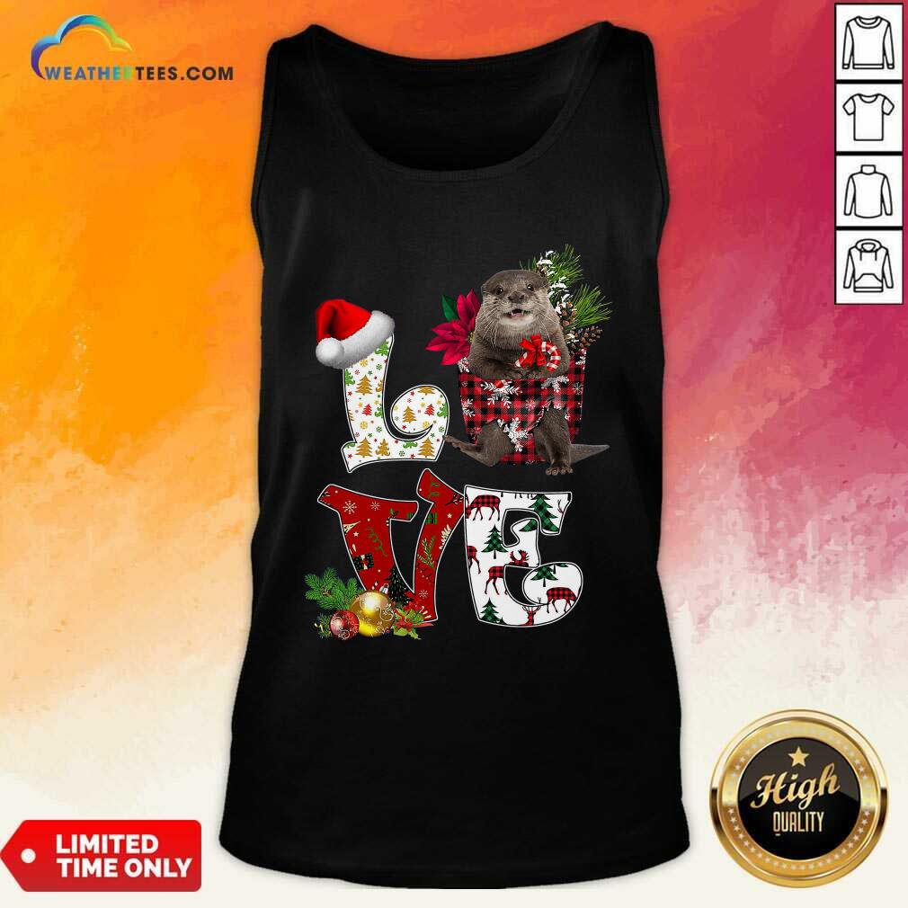 Love North American River Otter Merry Christmas Tank Top - Design By Weathertees.com