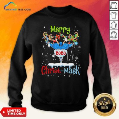 Merry CNA 2020 Christ Mask Christmas Sweatshirt - Design By Weathertees.com