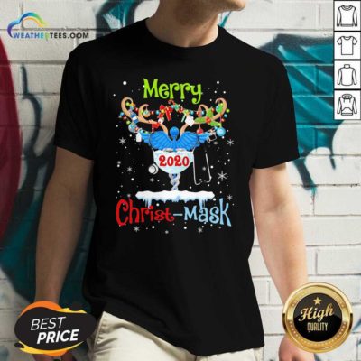 Merry CNA 2020 Christ Mask Christmas V-neck - Design By Weathertees.com