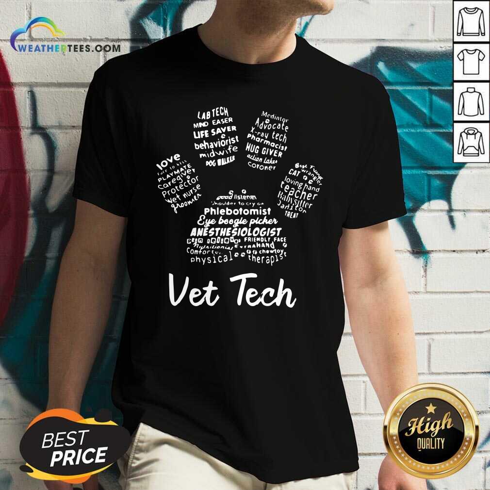 Vet Tech Paw Print V-neck - Design By Weathertees.com