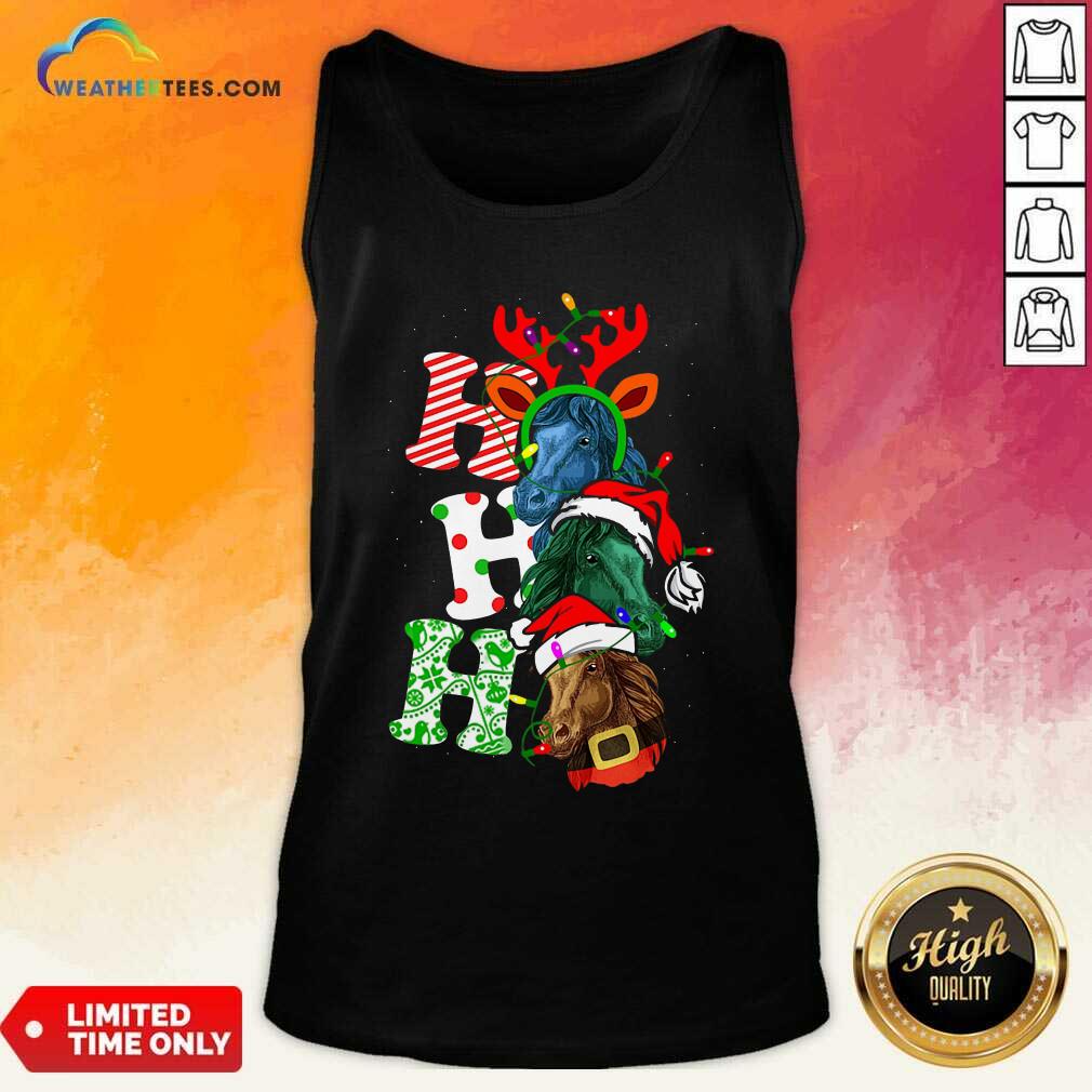 Ho Ho Ho Horses Santa Elf Reindeer Merry Christmas Light Tank Top - Design By Weathertees.com