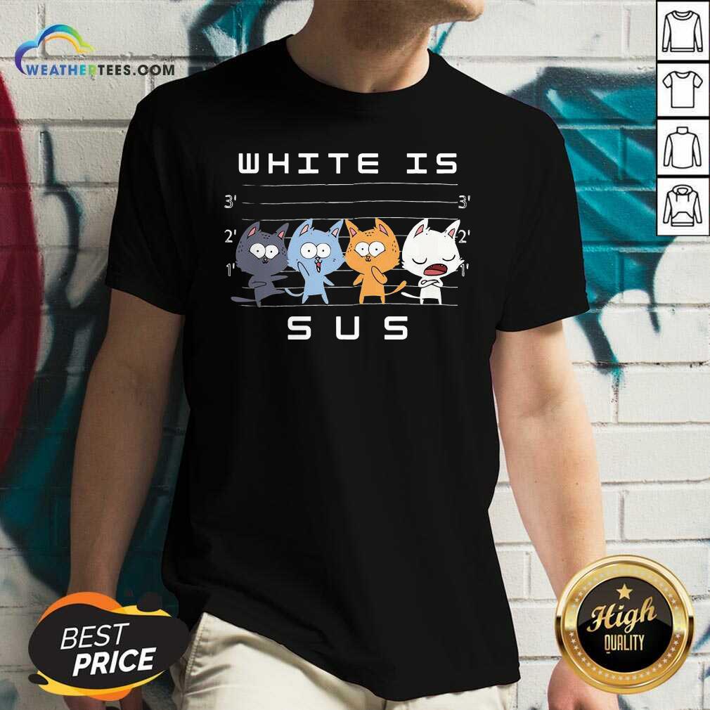 White Is Sus The Cat V-neck - Design By Weathertees.com