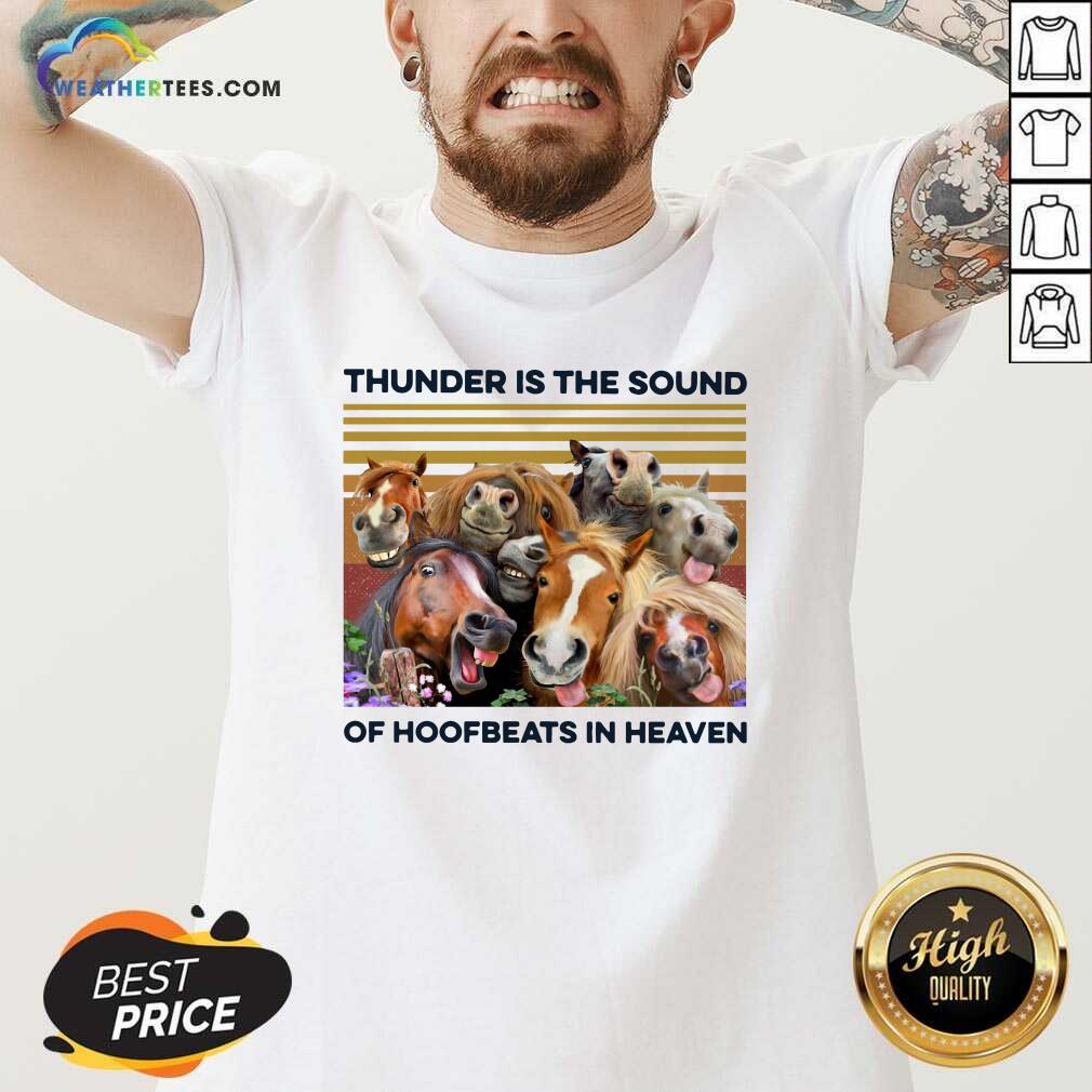 Horses Thunder Is The Sound Of Hoofbeats In Heaven Vintage Retro V-neck - Design By Weathertees.com