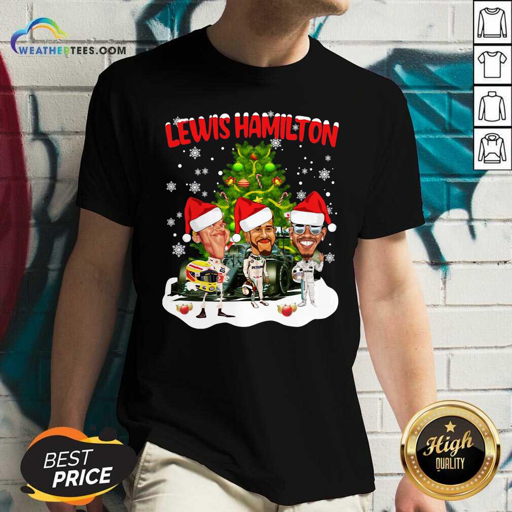 Lewis Hamilton Chibi Christmas Tree V-neck - Design By Weathertees.com