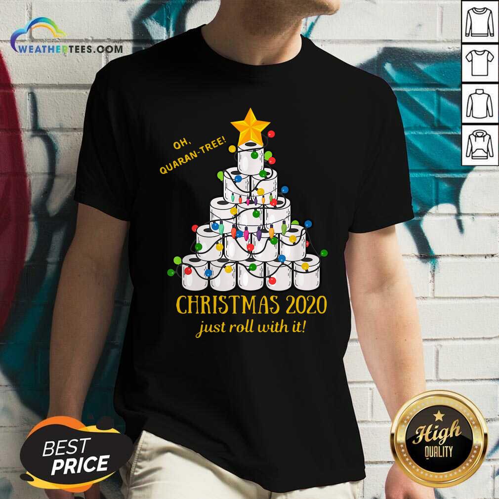 Oh Quaran-tree Toilet Paper Christmas 2020 Just Roll With It Christmas V-neck - Design By Weathertees.com