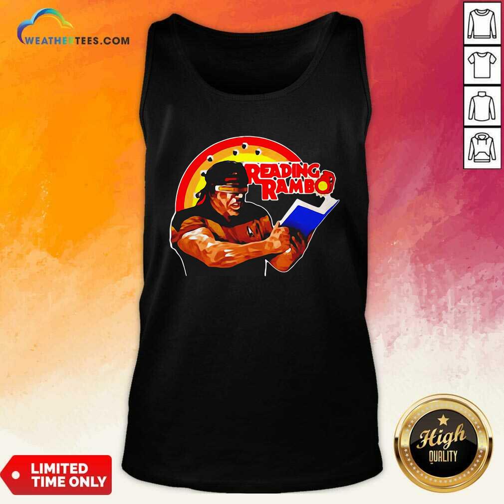 Sylvester Stallone Reading Rambo Tank Top - Design By Weathertees.com