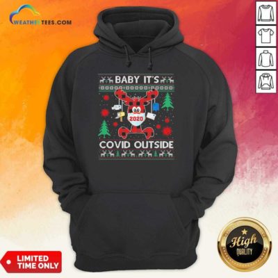 Reindeer Face Mask 2020 Baby It’s Covid Outside Ugly Christmas Hoodie - Design By Weathertees.com