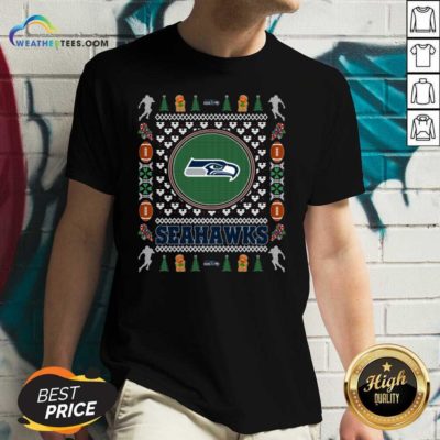 Nice Seattle Seahawks Merry Christmas V-neck - Design By Weathertees.com