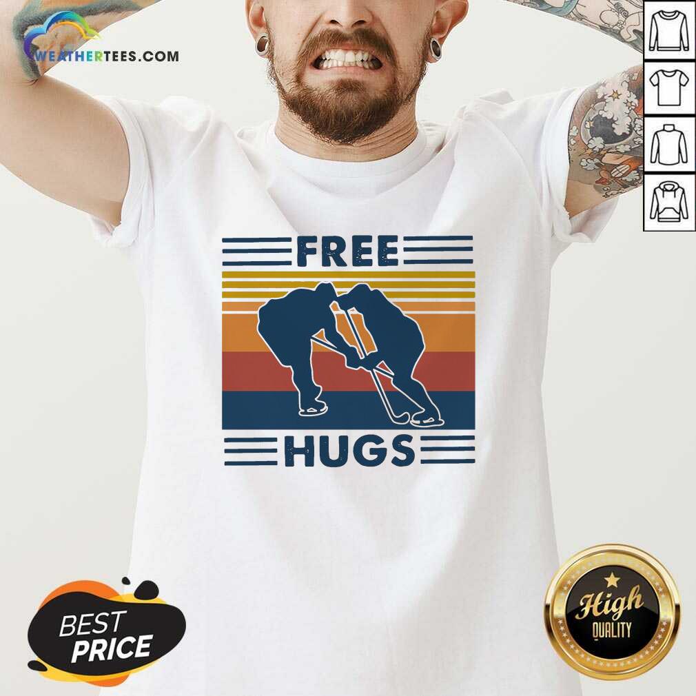 Free Hugs Vintage Retro V-neck - Design By Weathertees.com