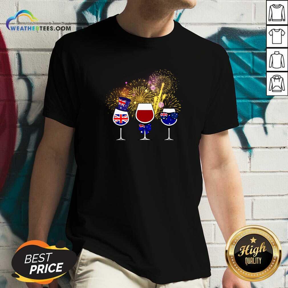 Three Wine England Flag Happy V-neck - Design By Weathertees.com