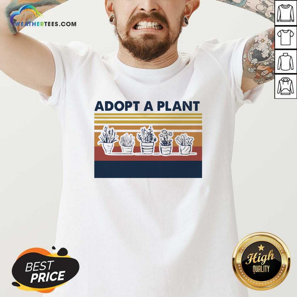 Adopt A Plant Vintage Retro V-neck - Design By Weathertees.com