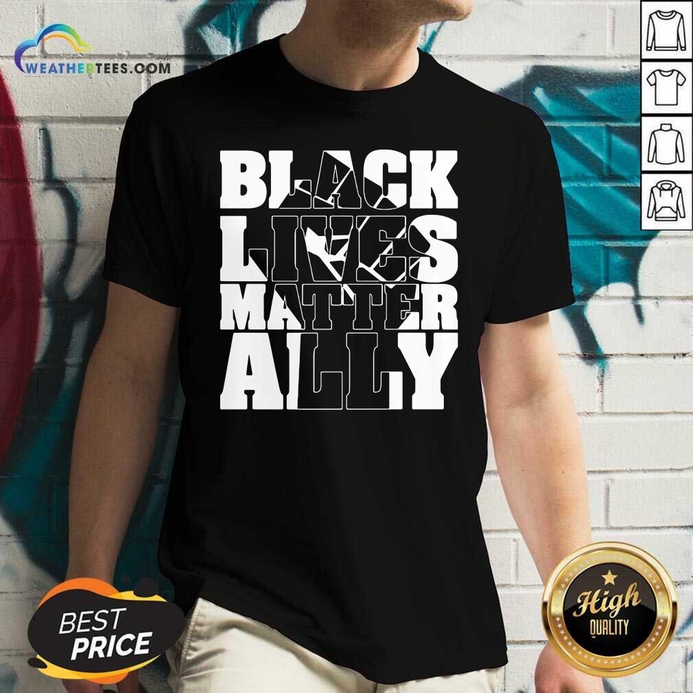 Black Lives Matter Ally White V-neck - Design By Weathertees.com