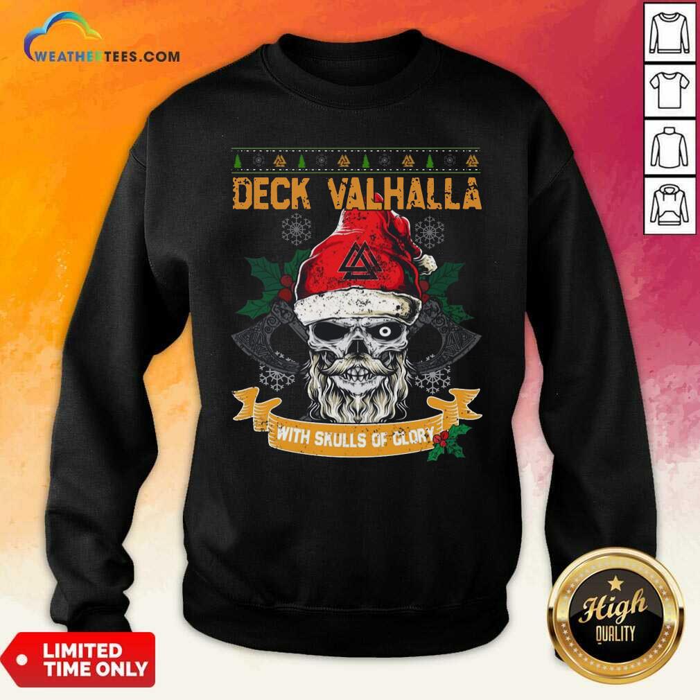 Santa Claus Deck Valhalla With Skulls Of Glory Ugly Merry Christmas Sweatshirt - Design By Weathertees.com