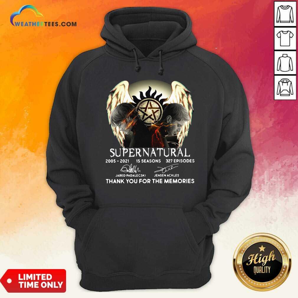 Supernatural 2005 2021 15 Seasons 327 Episodes Thank You For The Memories Signatures Hoodie - Design By Weathertees.com