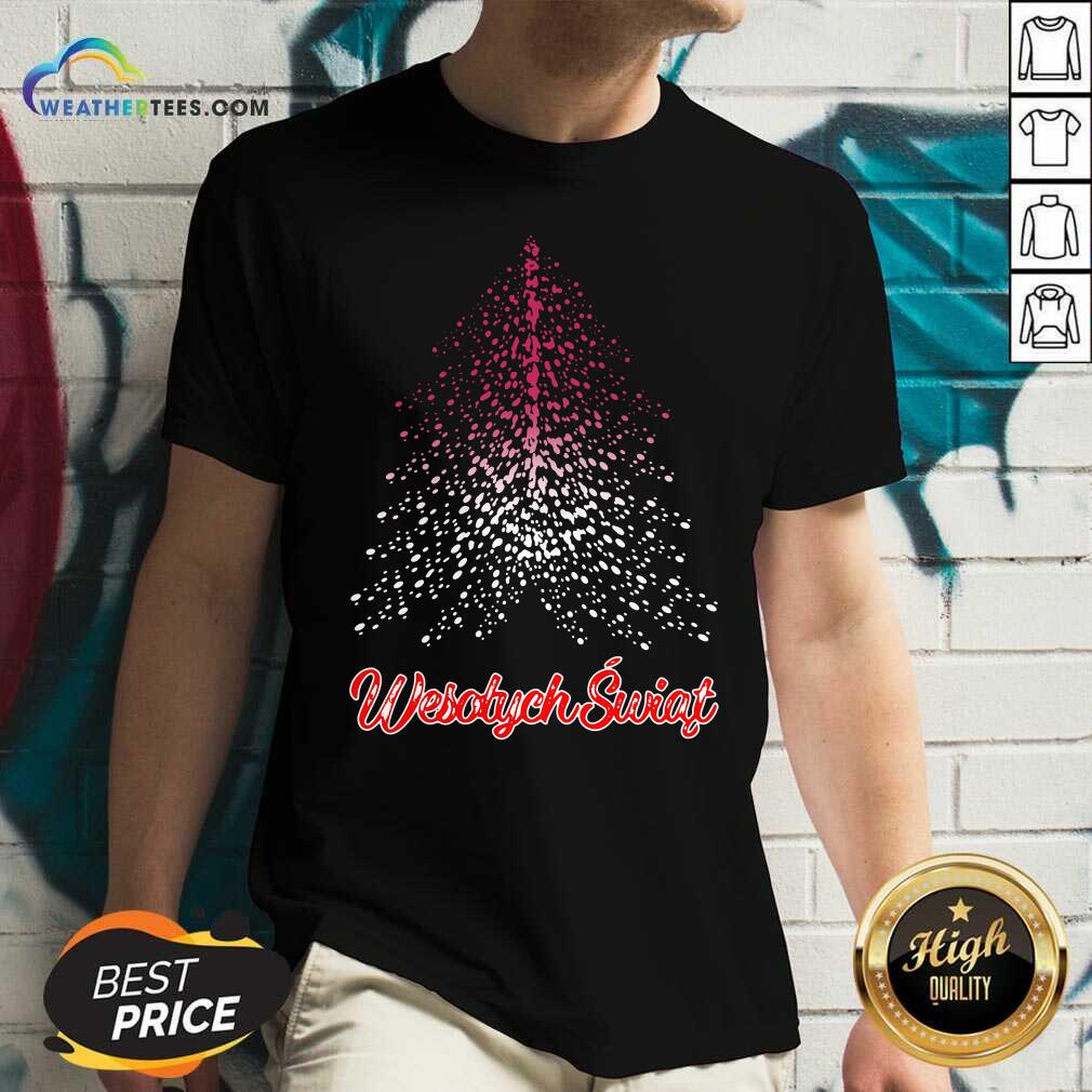 Wesolych Swiat Polish Flag Christmas Tree V-neck - Design By Weathertees.com