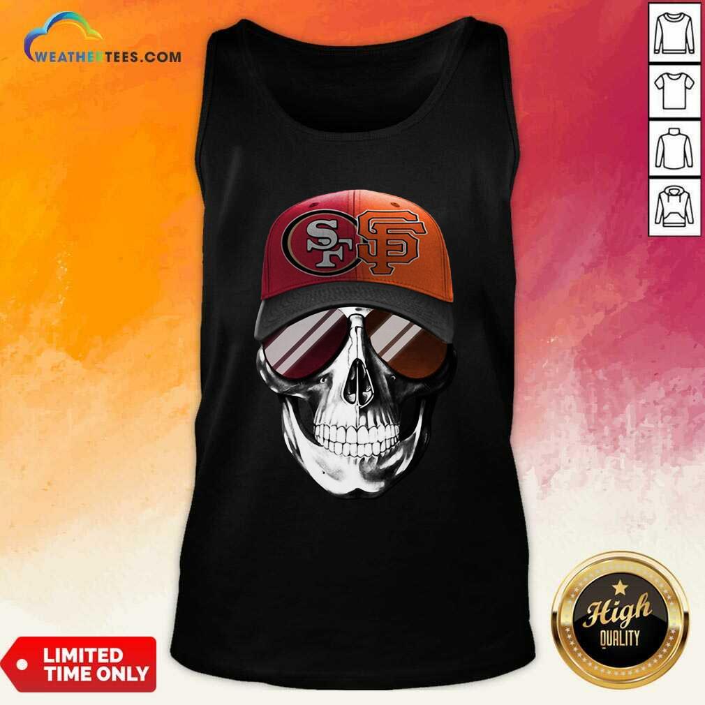 San Francisco 49ers And Los Angeles Lakers Skull Sunglass Tank Top - Design By Weathertees.com