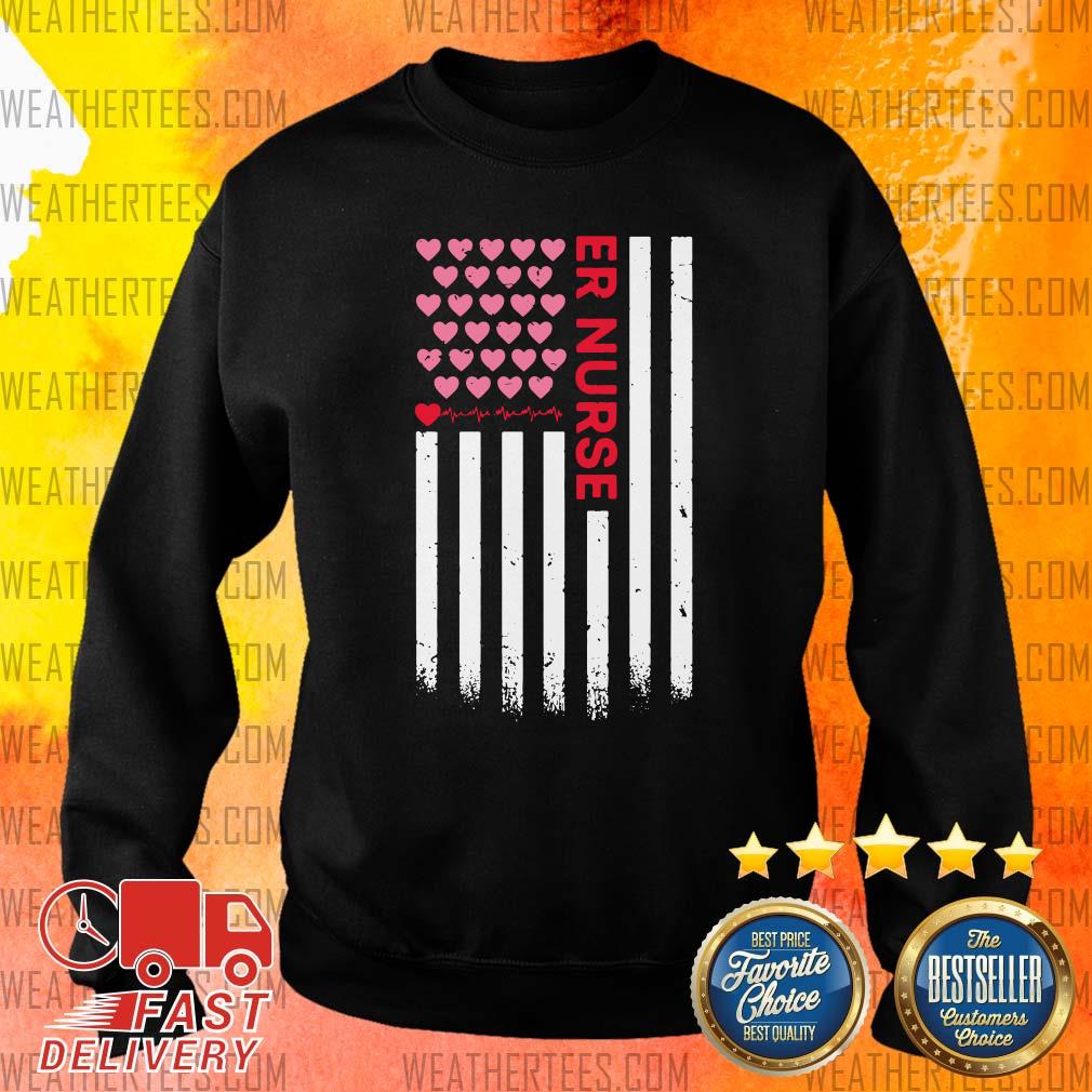 Er Nurse American Flag Heart Valentines Day Sweater - Design By Weathertees.com
