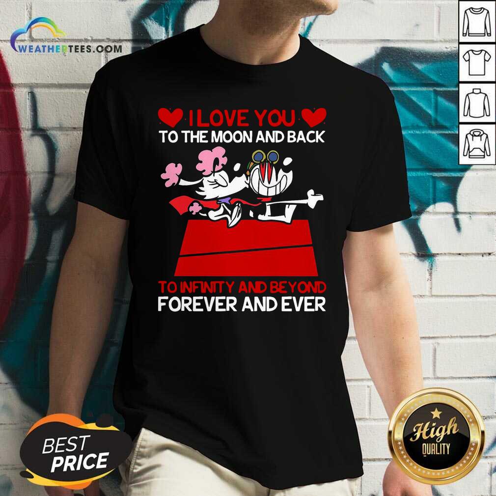 Snoopy And Girlfriend I Love You To The Moon And Back Forever And Ever Valentines Day V-neck - Design By Weathertees.com