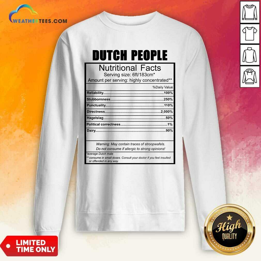 Dutch People Nutritional Facts Weight Lifting Sweatshirt - Design By Weathertees.com