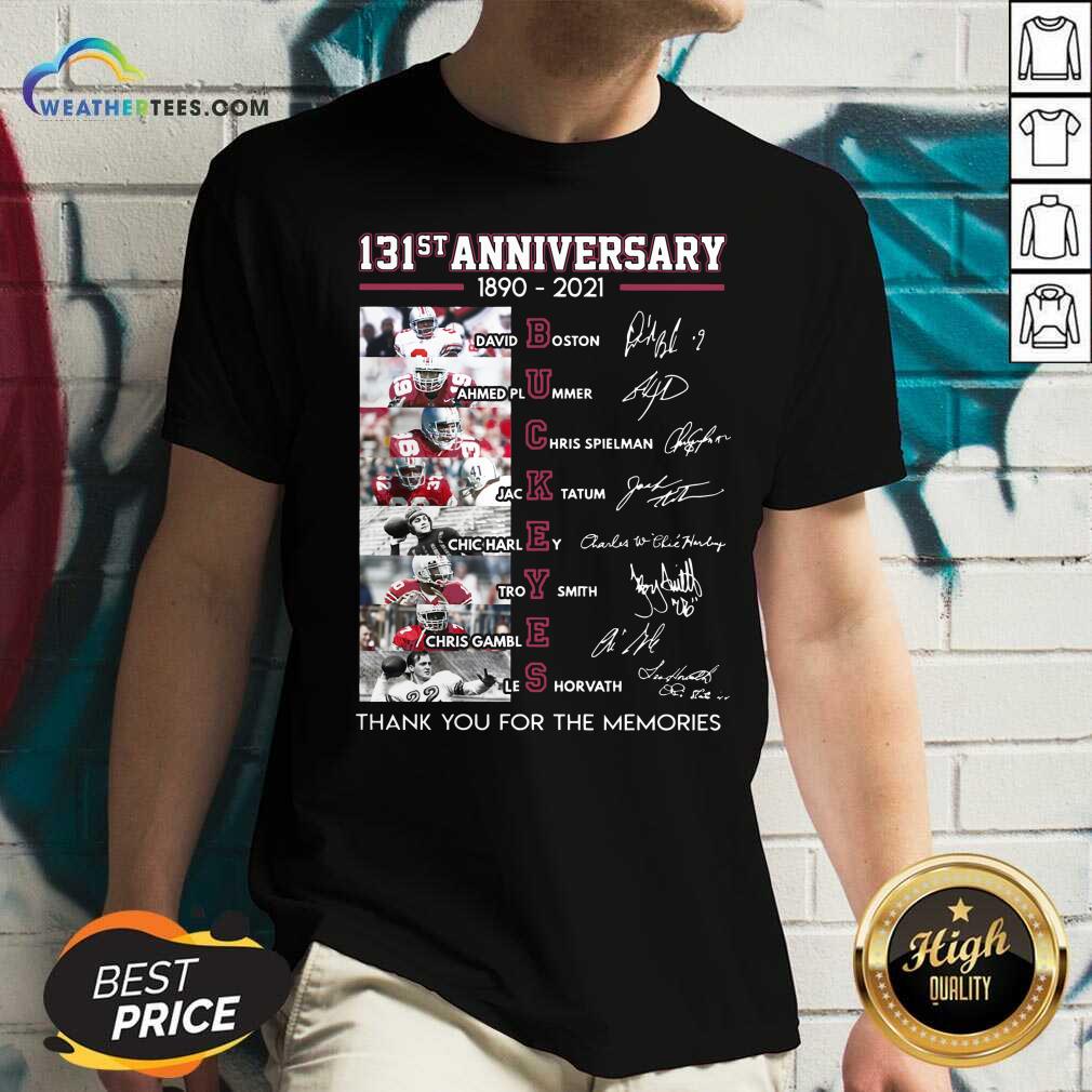 Ohio State Buckeyes Football 131st Anniversary 1890 2021 Thank You For The Memories Signatures V-neck - Design By Weathertees.com