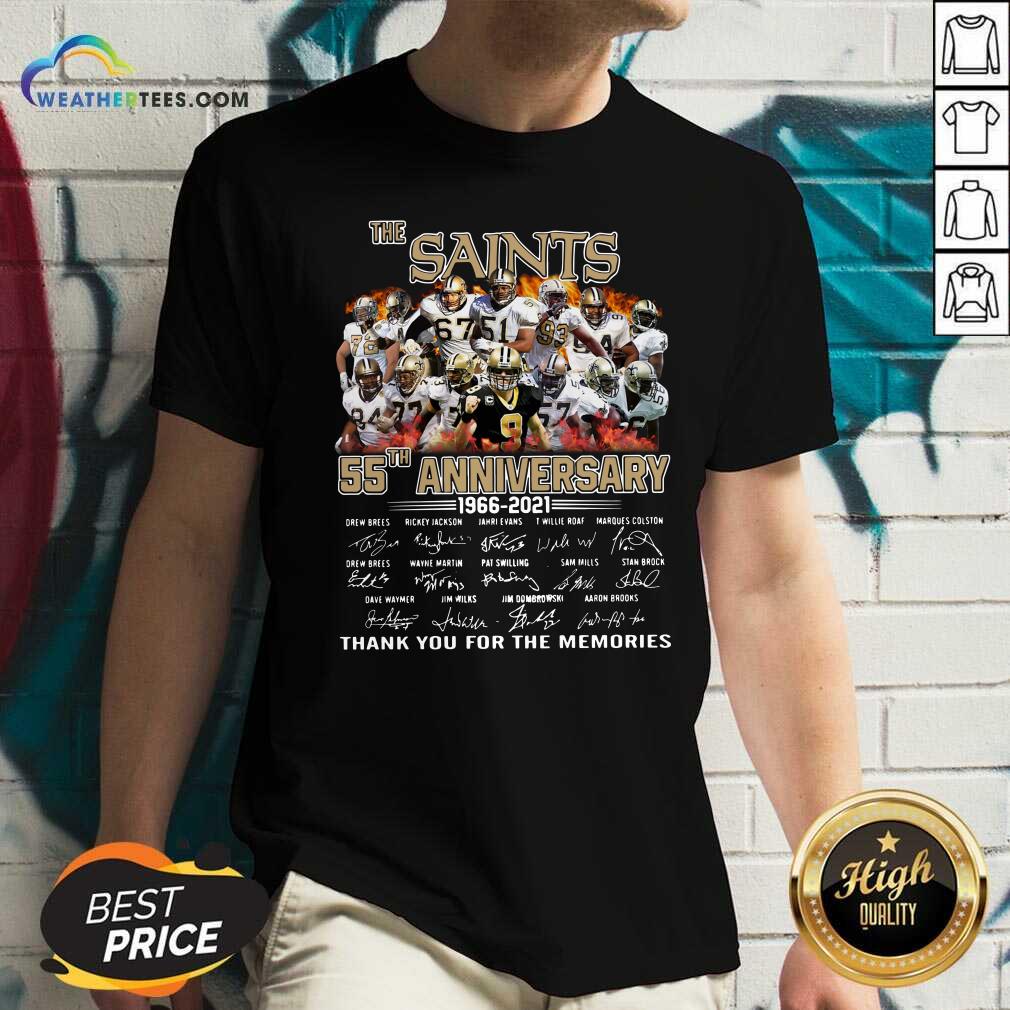 The Saints 55th Anniversary 1966 2021 Signatures Thank V-neck - Design By Weathertees.com