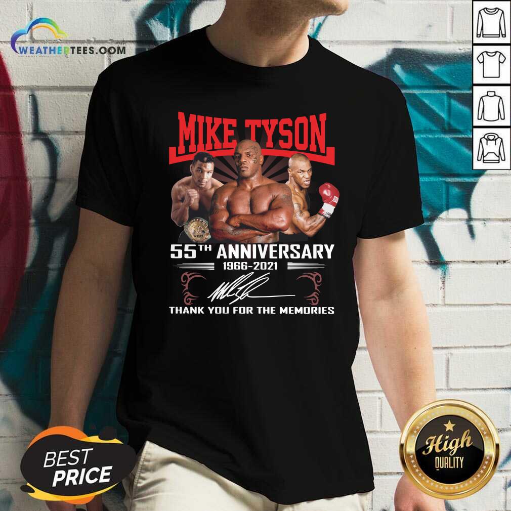 Mike Tyson 55TH 1966 2021 Signature Thank You For The Memories V-neck - Design By Weathertees.com