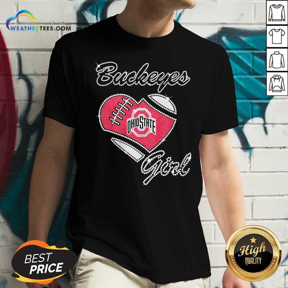 Diamond Ohio State Buckeyes Girl Heart V-neck - Design By Weathertees.com