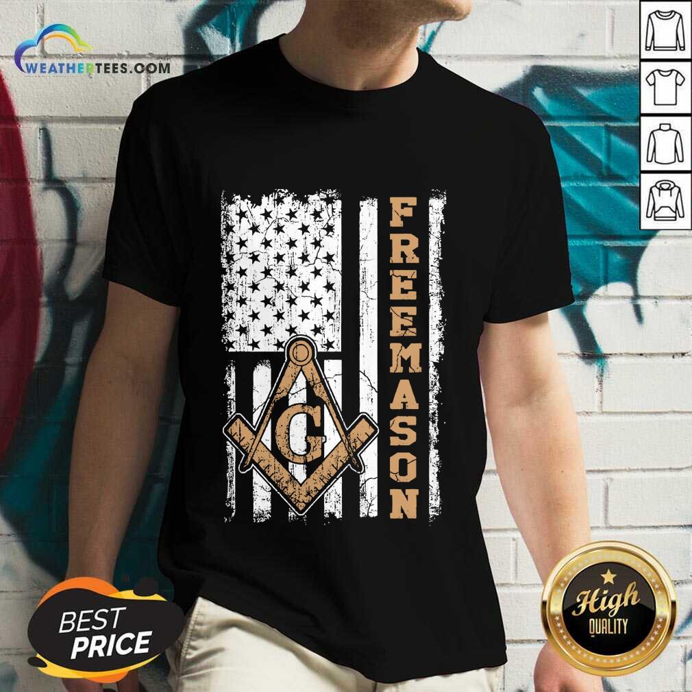 Top Freemason American Flag V-neck