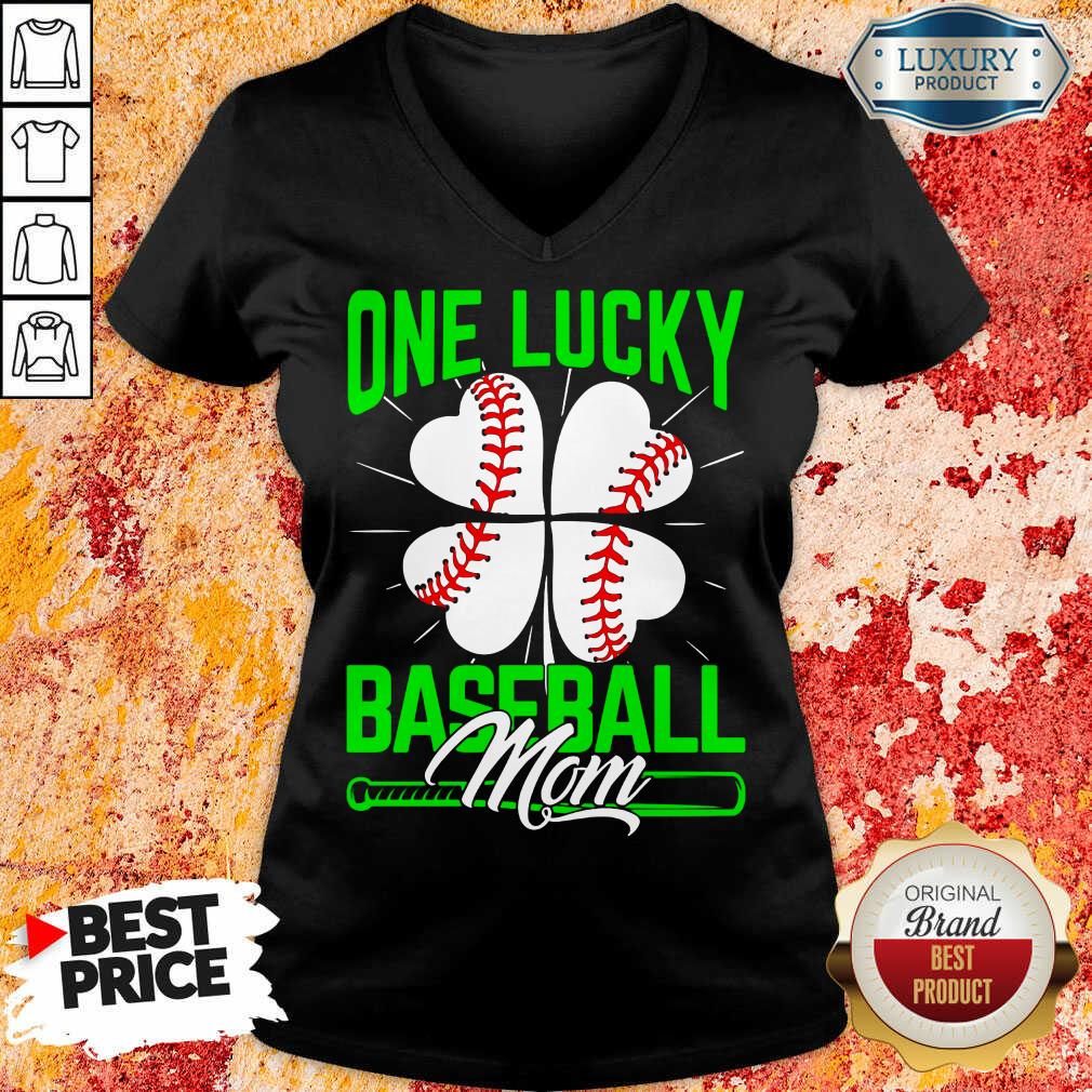 Top One Lucky Baseball Mom V-neck