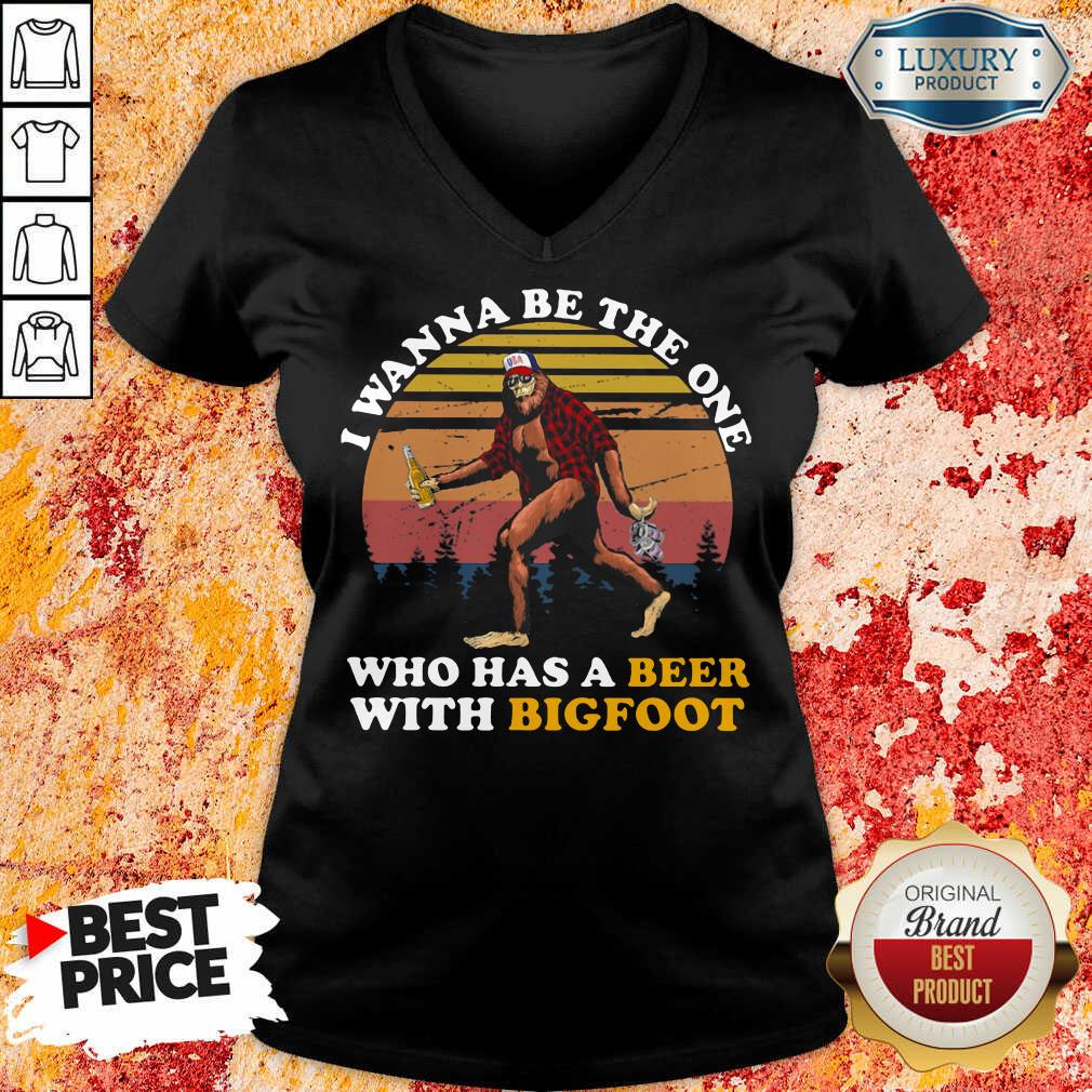 Who Has A Beer With Bigfoot V-neck