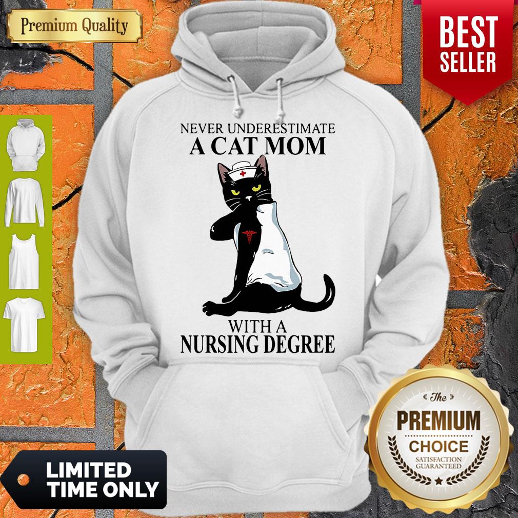 Cute Never Underestimate A Cat Mom With A Nursing Degree Hoodie
