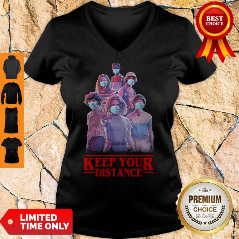 Hot Strangerthings Eleven Mike Will Max Dustin Lucas Season Keep Your Distance Covid-19 V-neck