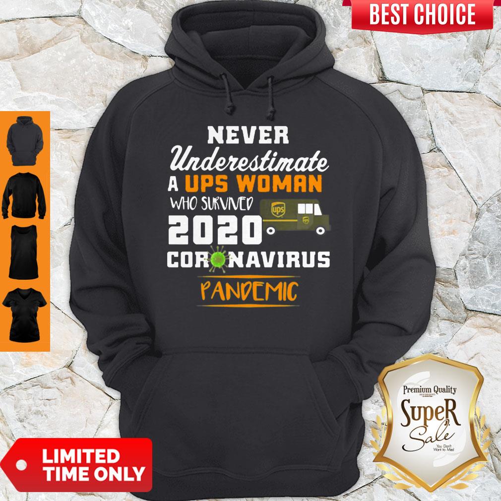 Never Underestimate A UPS Woman Who Survived 2020 Coronavirus Hoodie