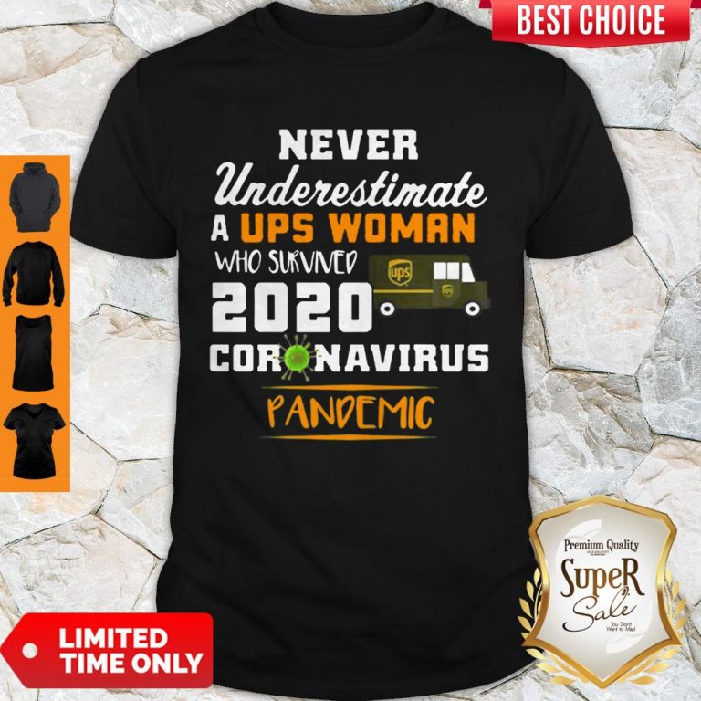 Never Underestimate A UPS Woman Who Survived 2020 Coronavirus Shirt