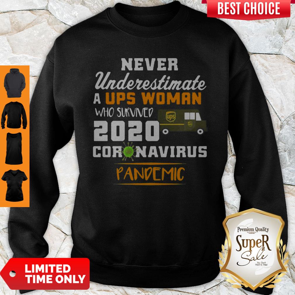 Never Underestimate A UPS Woman Who Survived 2020 Coronavirus Sweatshirt