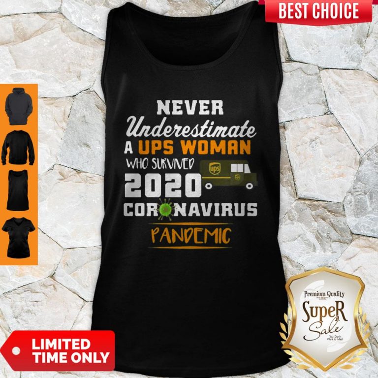 Never Underestimate A UPS Woman Who Survived 2020 Coronavirus Tank Top