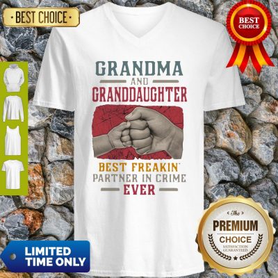 Nice Grandma And Grand Daughter Best Freakin Partner In Crime Vintage V-neck